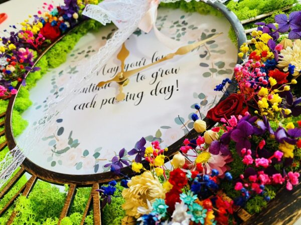 Ceas cu licheni și flori 40 cm - imagine 2