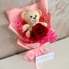 Decorațiune buchet cu ursuleț și trandafir criogenat